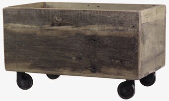 Bild av rustik trälåda på hjul för stil och funktion
