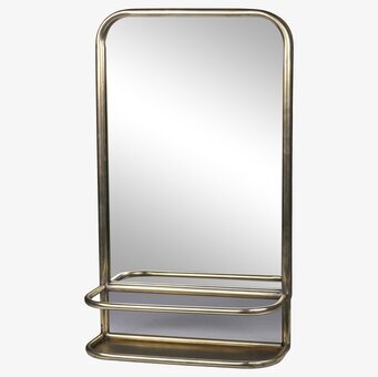 Bild av elegant väggspegel med hylla och metallram