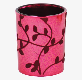 Foto av ljuslykta med vinrosa metallisk design