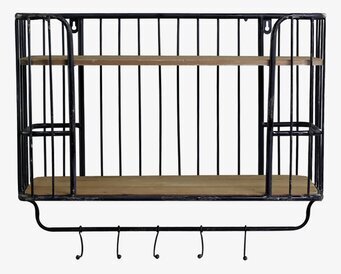 Bild av stilren och funktionell vägghylla med krokar