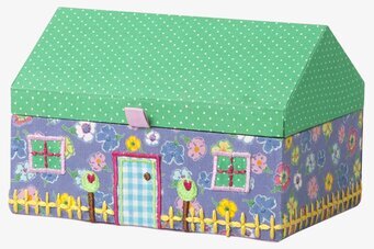 Bild av ett charmigt smyckeskrin med husdesign