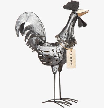 Bild av konstnärlig tupp i hamrad plåt, 30 cm