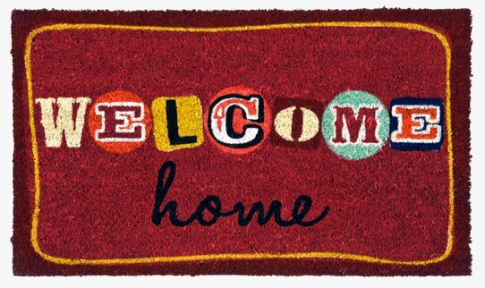 Dörrmatta Welcome röd från Derriére la porte, färgglad design