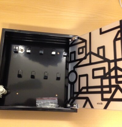 Foto av stilrent nyckelskåp med geometriskt mönster