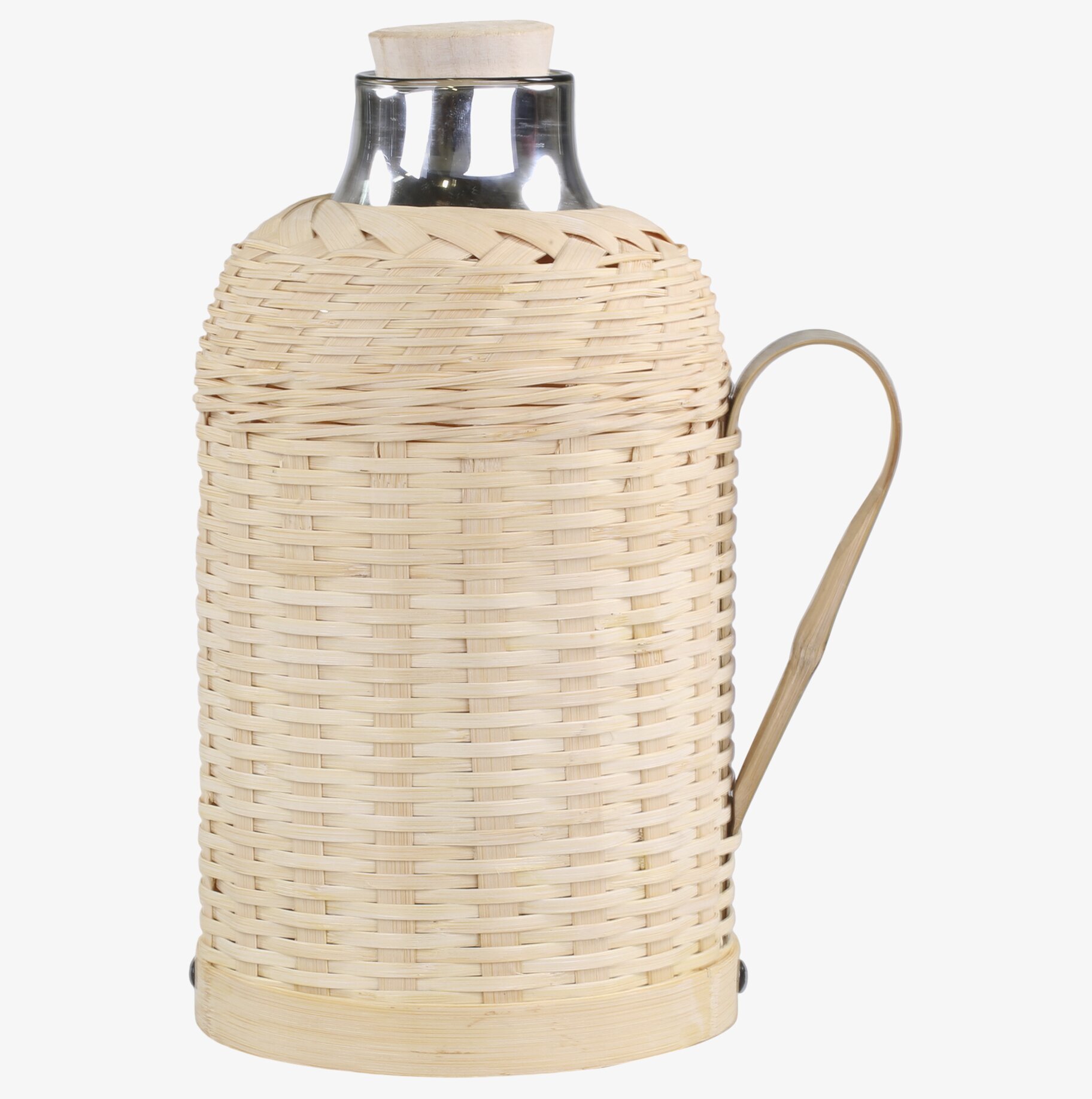 Bild av termos med flätad bambudesign och trädetaljer