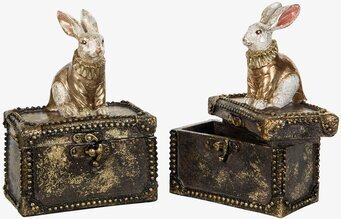 Bild av dekorativa skrin med kaninmotiv och antik stil