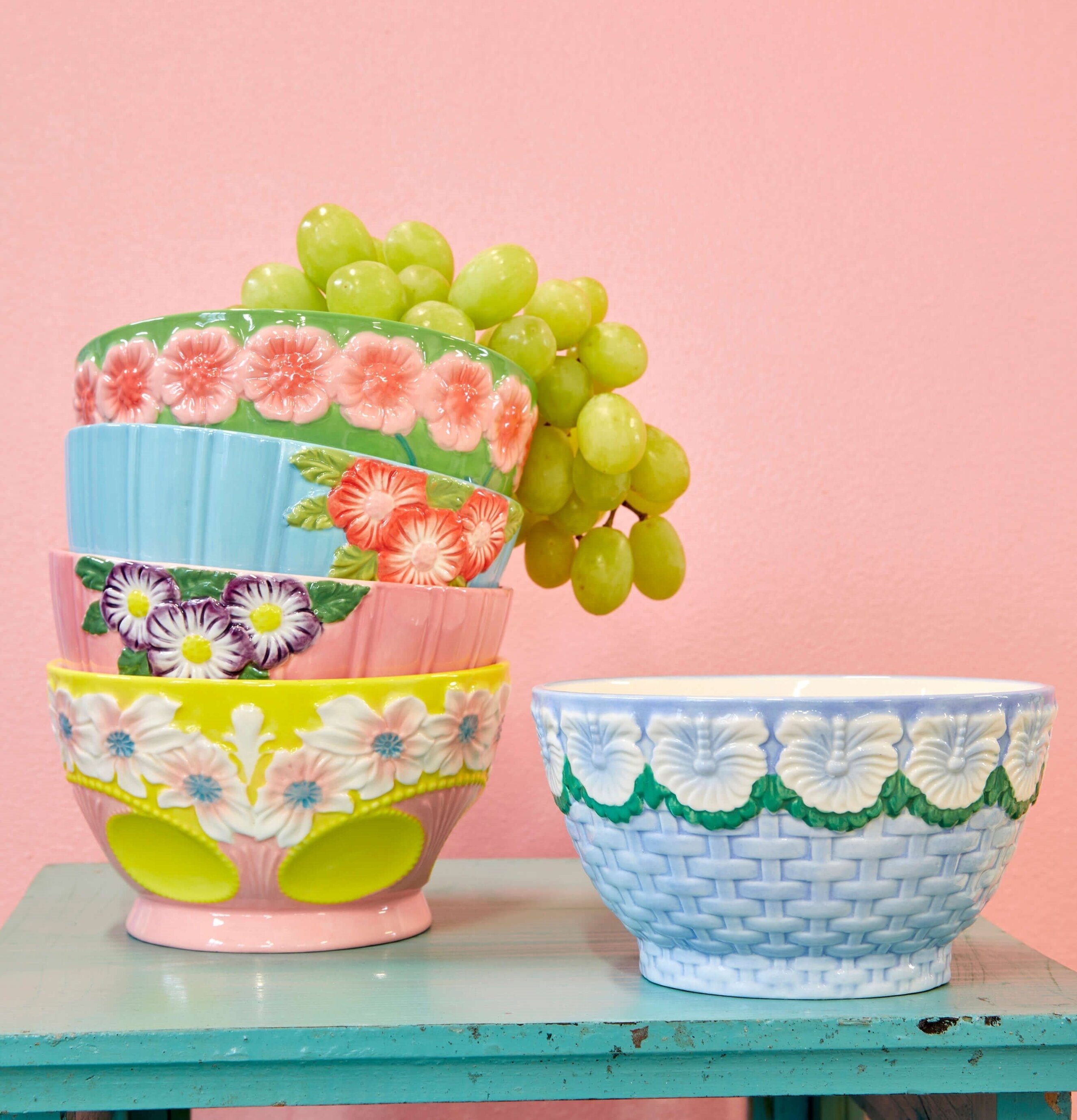 Skål Keramik Sage Green Flower Design från Rice på bord