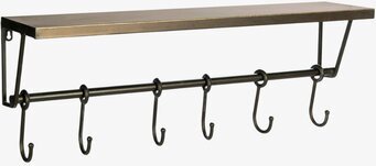 Bild av hatthylla i antik mässingsfärg med krokar