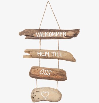 Bild av rustik väggdekoration med välkomsthälsning