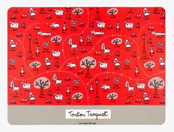 Bild av färgglatt underlägg för hundskålar med mönster