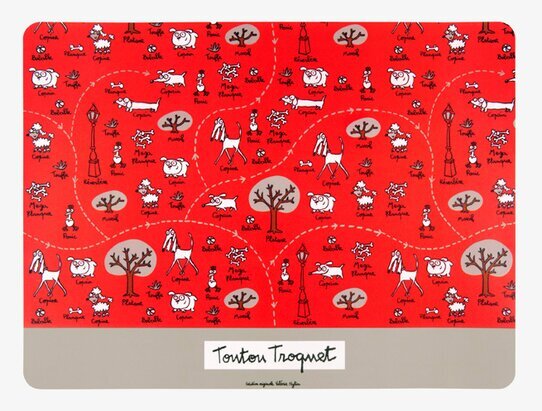 Bild av färgglatt underlägg för hundskålar med mönster