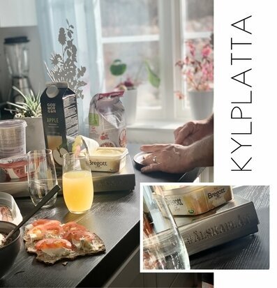 Bild av hemtrevlig frukostuppställning i ljust kök