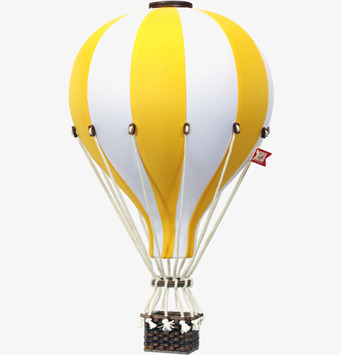 Bild av elegant luftballong med gula och vita ränder