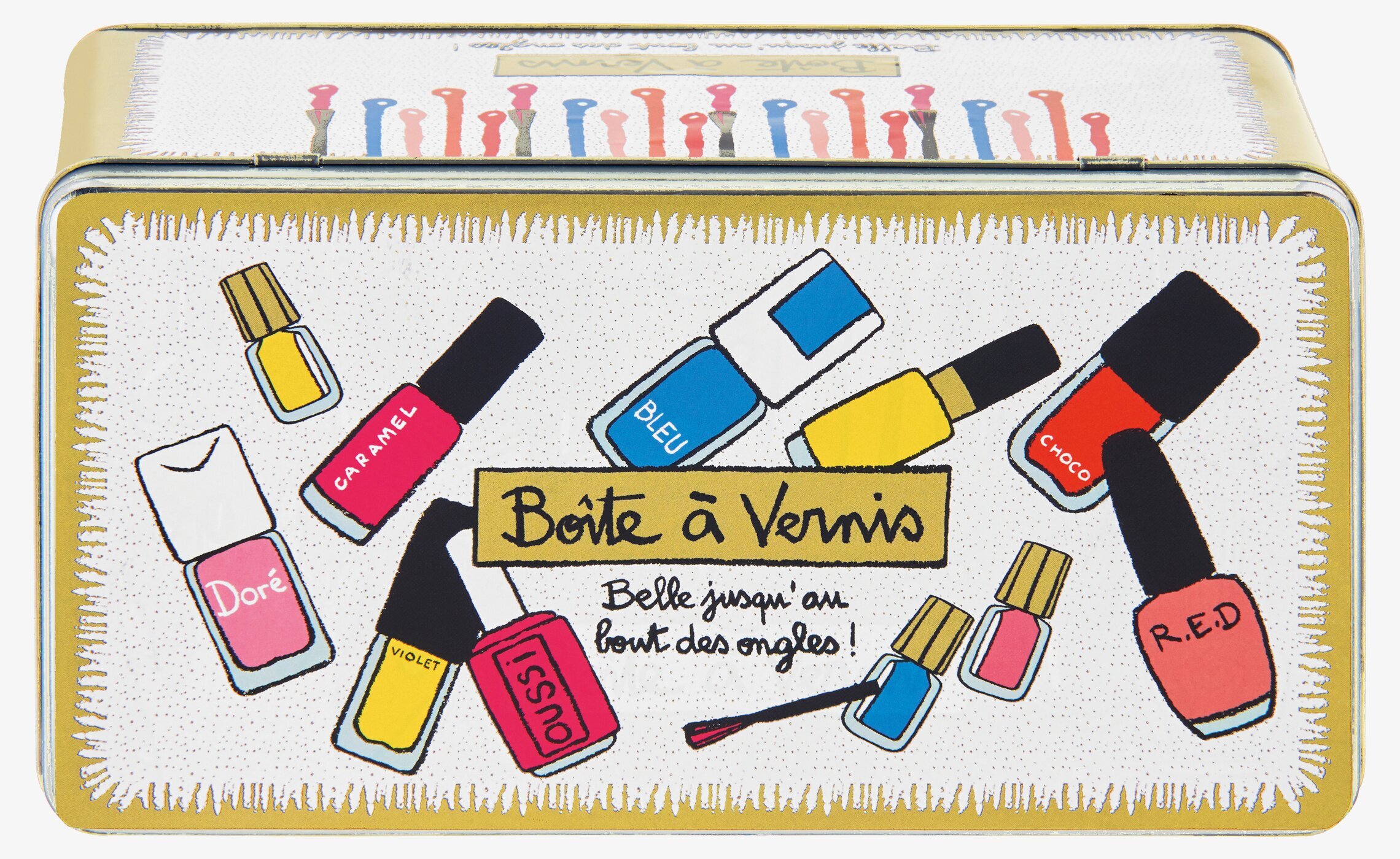 Plåtburk Nagellack från Derriére la porte med färgglad design