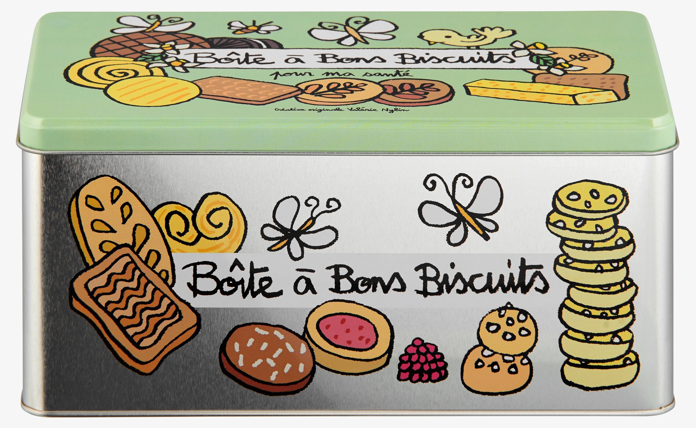 Plåtburk Kakor från Derriére la porte med färgglada mönster