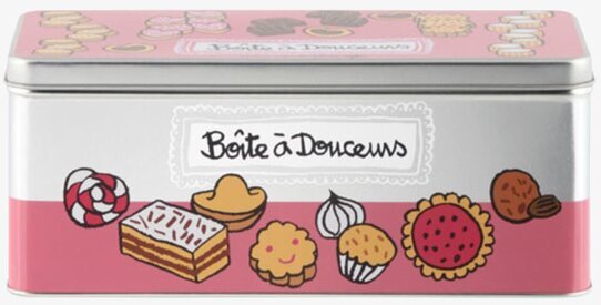 Plåtburk Småkakor från Derriére la porte med kakmotiv