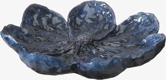 Bild av blå melerad trädgårdsdekoration med blomma