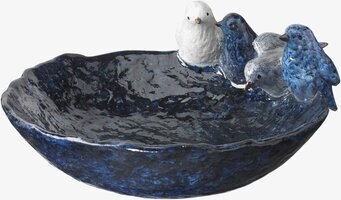 Bild av blåmelerad fågelbaddekoration med fåglar