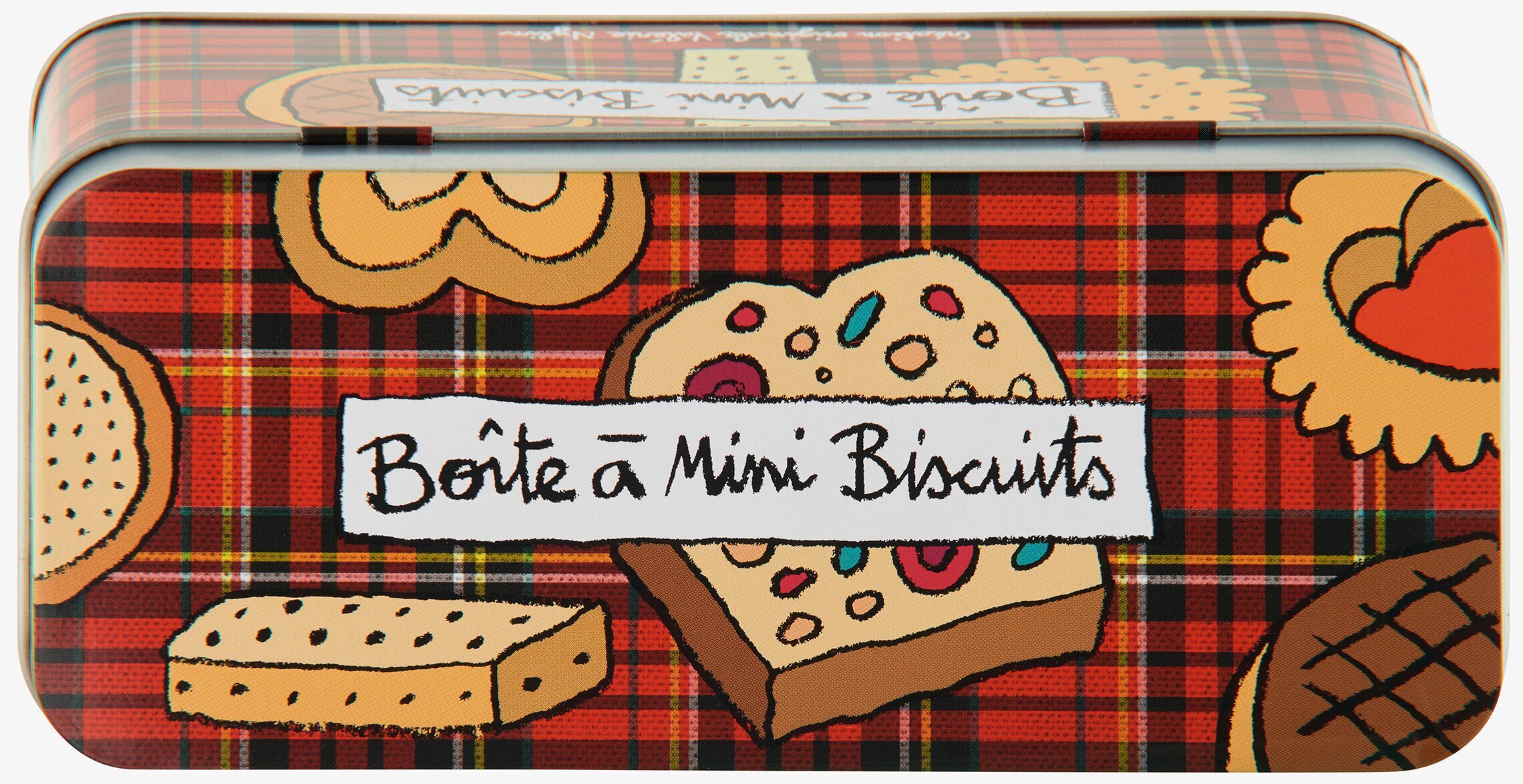 Plåtburk Kex & Knäcke från Derriére la porte med tartanmönster