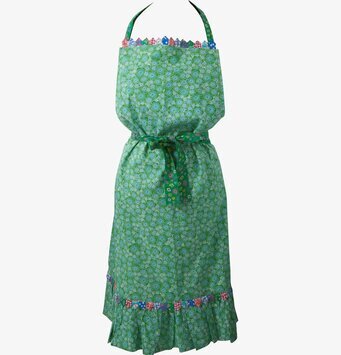 Bild av färgglatt förkläde med grönt blommönster