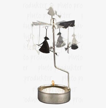 Bild av snurrande dekoration med häxor och värmeljus