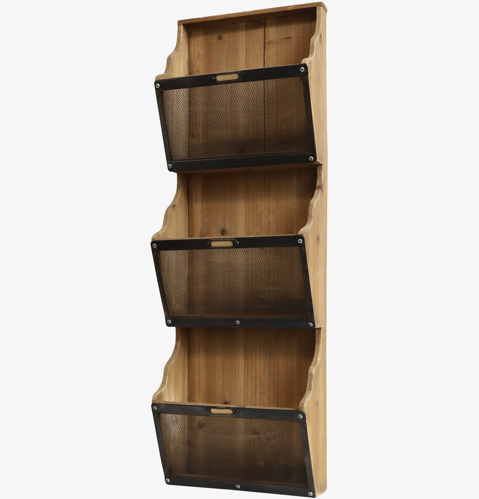 Bild av väggmonterat tidningsställ i trä och metall