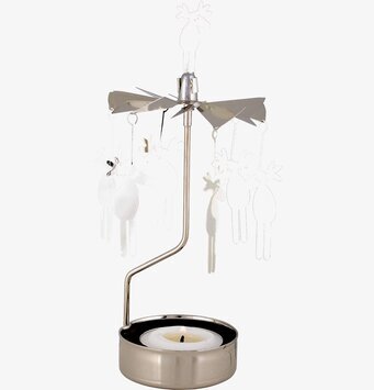 Bild av elegant änglaspel med älgar i silverfärgad metall