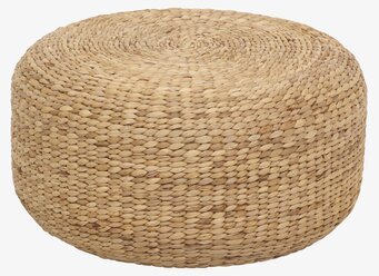 Bild av rund sittpuff med naturlig flätad design