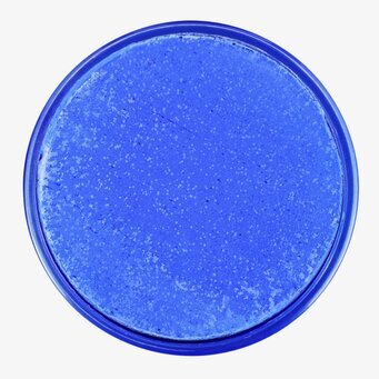 Bild av himmelsblå ansiktsfärg i klar plastbehållare