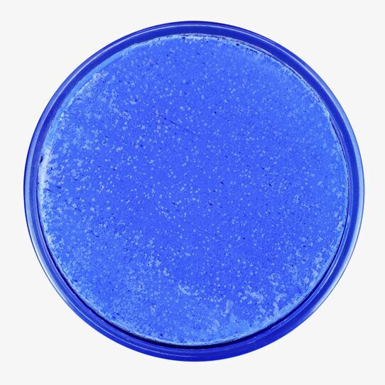 Bild av himmelsblå ansiktsfärg i klar plastbehållare