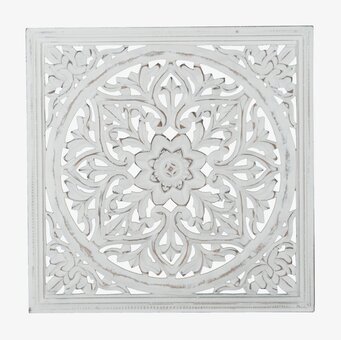 Bild av elegant vit väggdekoration med blommönster