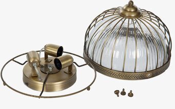 Bild av sofistikerad taklampa med mässingsdetaljer