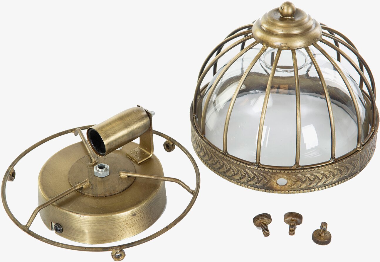 Bild av elegant rundad taklampa med mässingsdetaljer