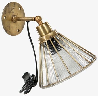 Bild av elegant vägglampa med glas och mässing