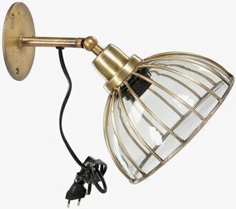 Foto av elegant vägglampa med glas och metall