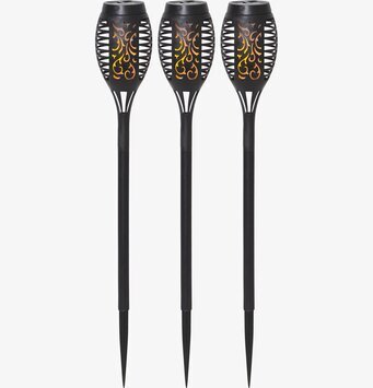 Bild av tre solcellsdrivna lampor för utomhusbruk