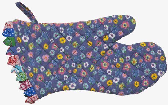 Bild av färgglad och stilfull grytvante med blommönster