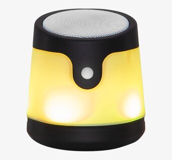 Bild av modern högtalare med ljus och ljudfunktioner