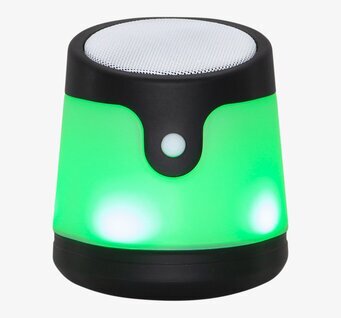 Bild av modern högtalare med grön belysning