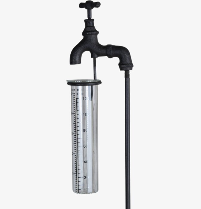 Regnmätare Gjutjärn Vattenkran från Silkflower i fokus