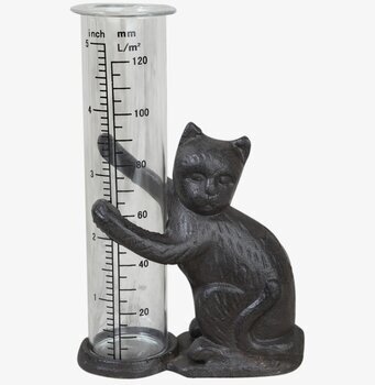 Bild av charmig regnmätare i gjutjärn med kattmotiv