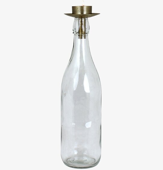 Värmeljushållare Flaska Mässing från Strömshaga i glas