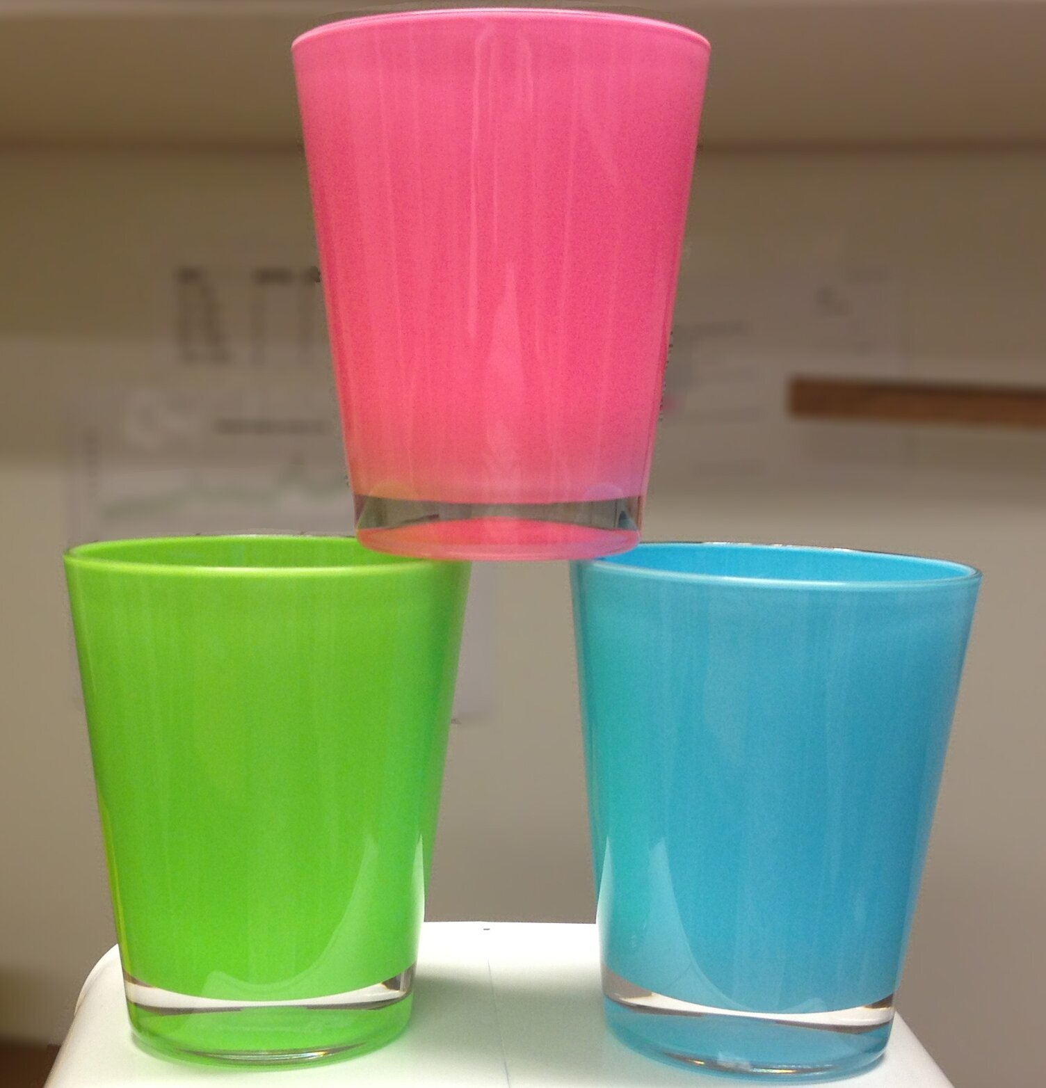 Retro Glas Grön från Rice med cerise och turkosa glas