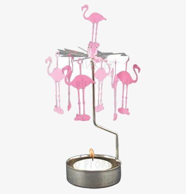 Bild av dekorativ änglaspel med flamingor i rosa toner