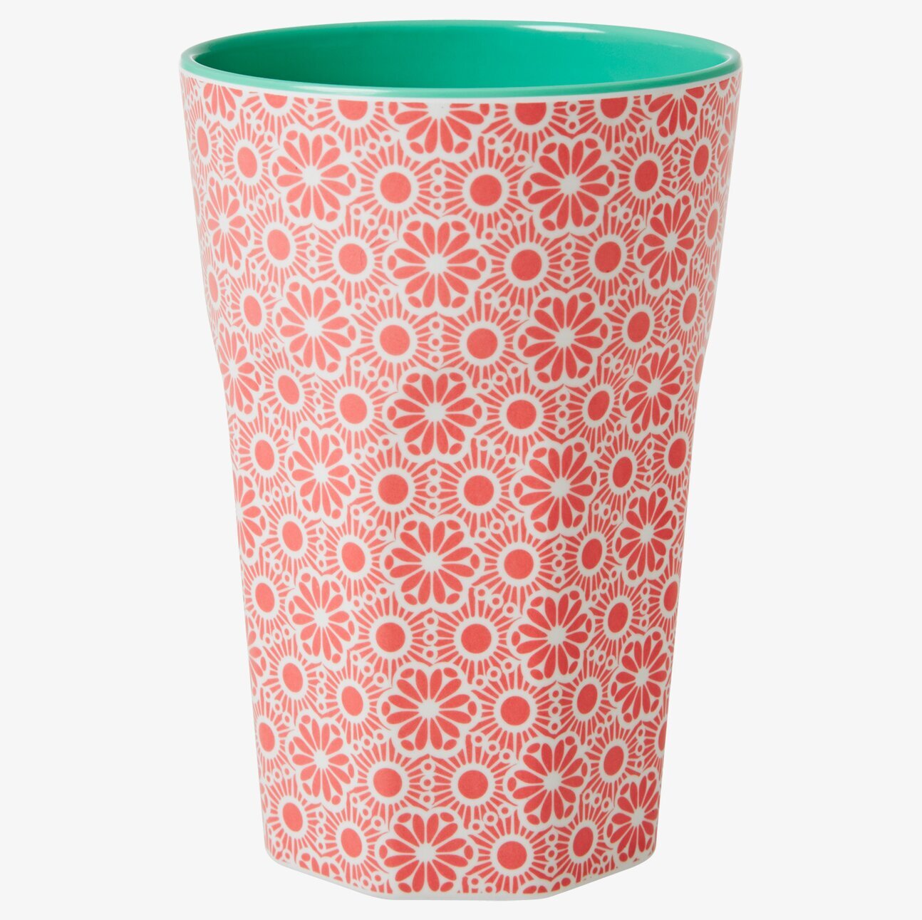 Mugg Latte Korallröd/Vit Marrakesh från Rice mot vit bakgrund