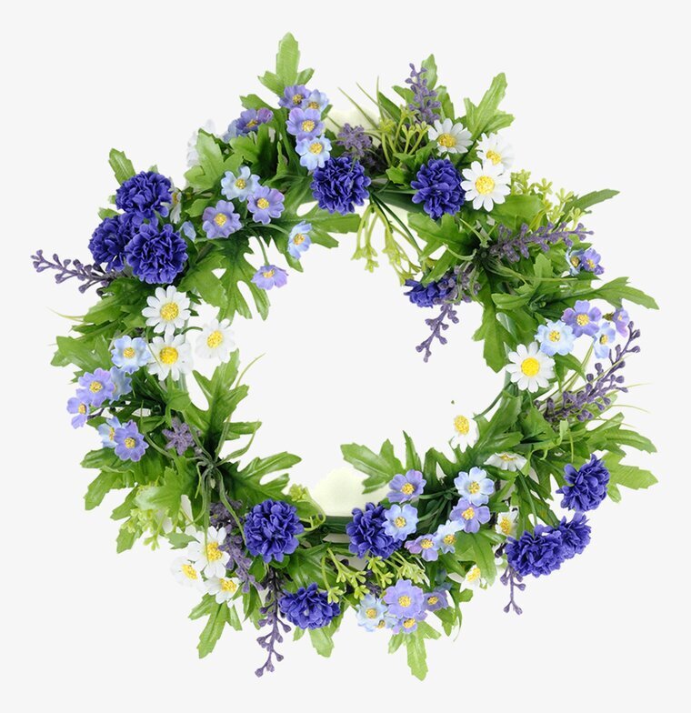 Blomsterkrans Blå 30 Cm från Mr Plant med blå och vita blommor