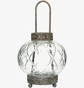 Bild av glaslykta med elegant glas- och metallfinish