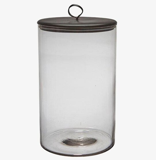 Bild av stilren och funktionell glasburk med svart lock