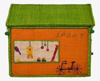 Bild av färgglad sportig förvaringslåda med broderi