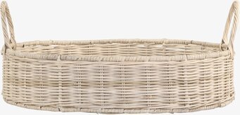 Bild av rund rottingbricka med handtag och charm